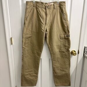 Wrangler Fleece Lined Cargo Pants Mens 36 Khaki Workwear Outdoor Cold Weather